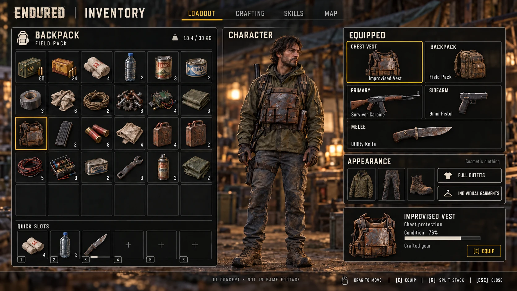 Equipment and inventory concept art